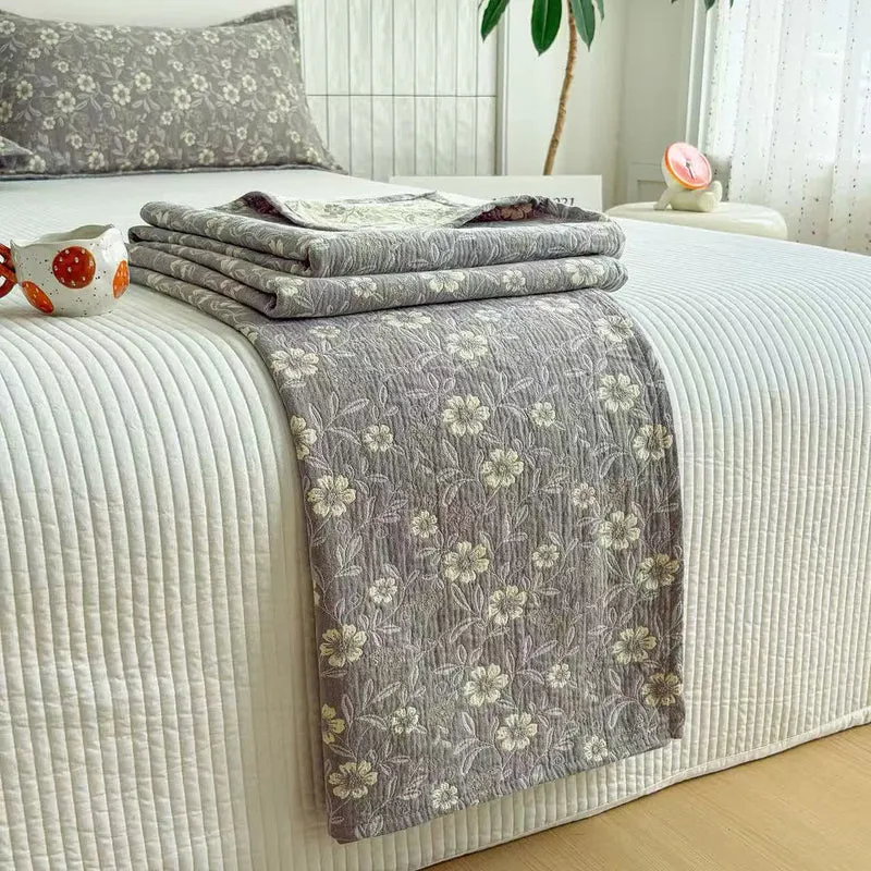 Wendbare rustikale Baumwolldecke mit Jacquard-Blumenmuster