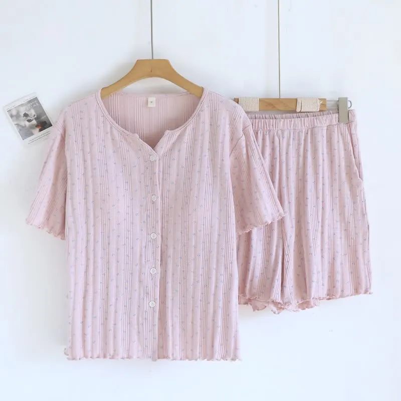Pyjama-Set aus Baumwoll-Jacquard mit ländlichem Blumenmuster
