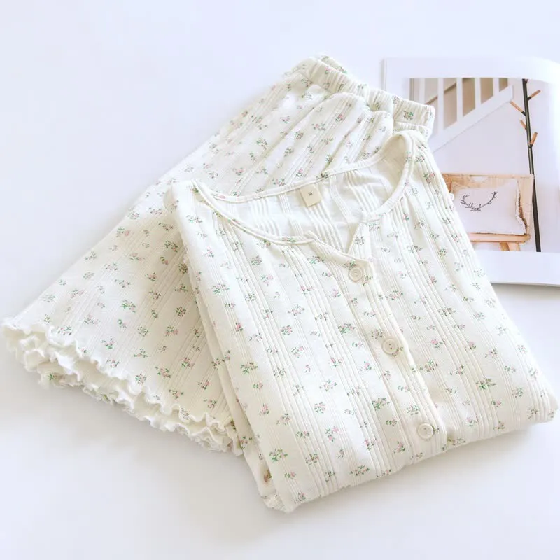 Pyjama-Set aus Baumwoll-Jacquard mit ländlichem Blumenmuster