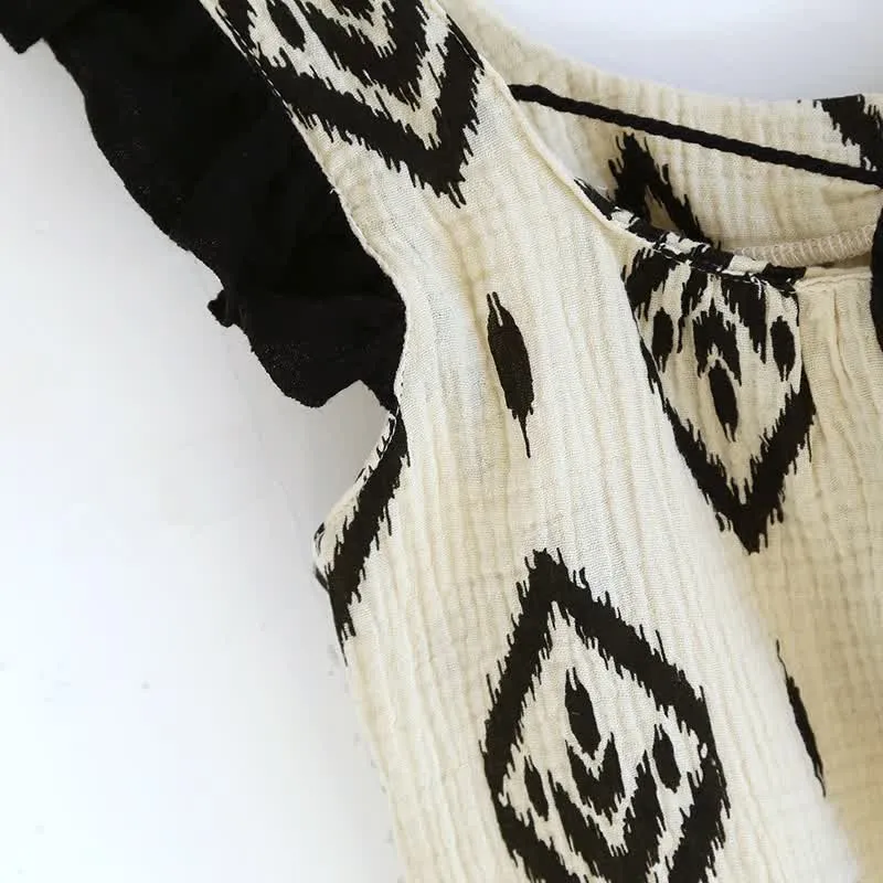 Boho-Pyjama-Set aus Baumwollgaze mit flatternden Ärmeln