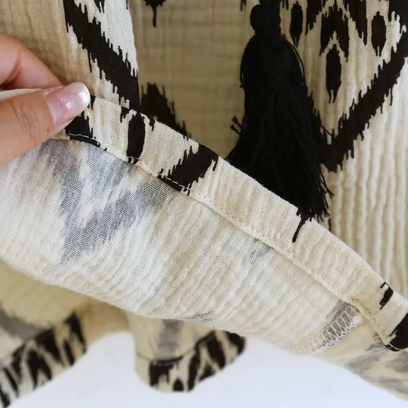 Boho-Pyjama-Set aus Baumwollgaze mit flatternden Ärmeln