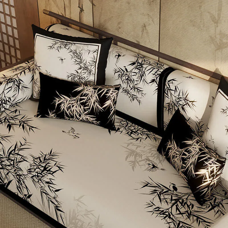 Sofabezug im Vintage-Stil mit orientalischen Zweigen und Blumen