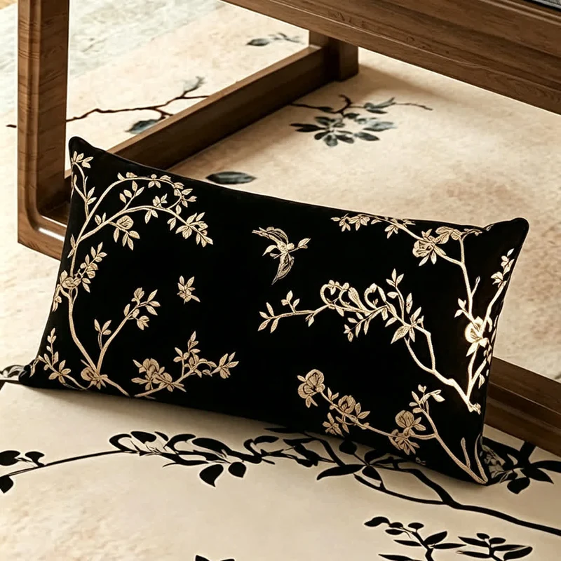 Sofabezug im Vintage-Stil mit orientalischen Zweigen und Blumen
