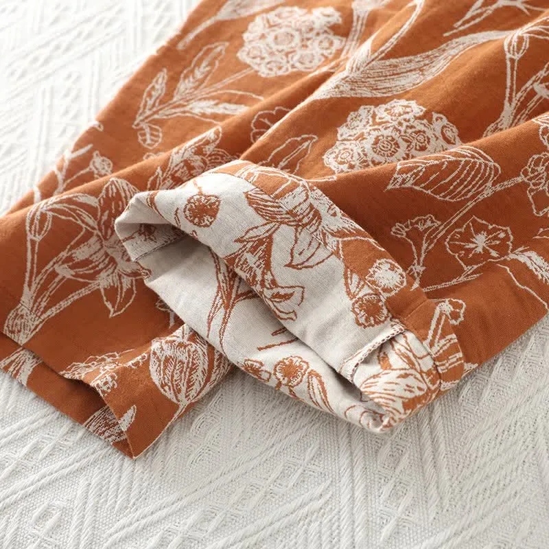 3-teiliger Pyjama-Satz aus reiner Baumwolle mit Blumenmuster
