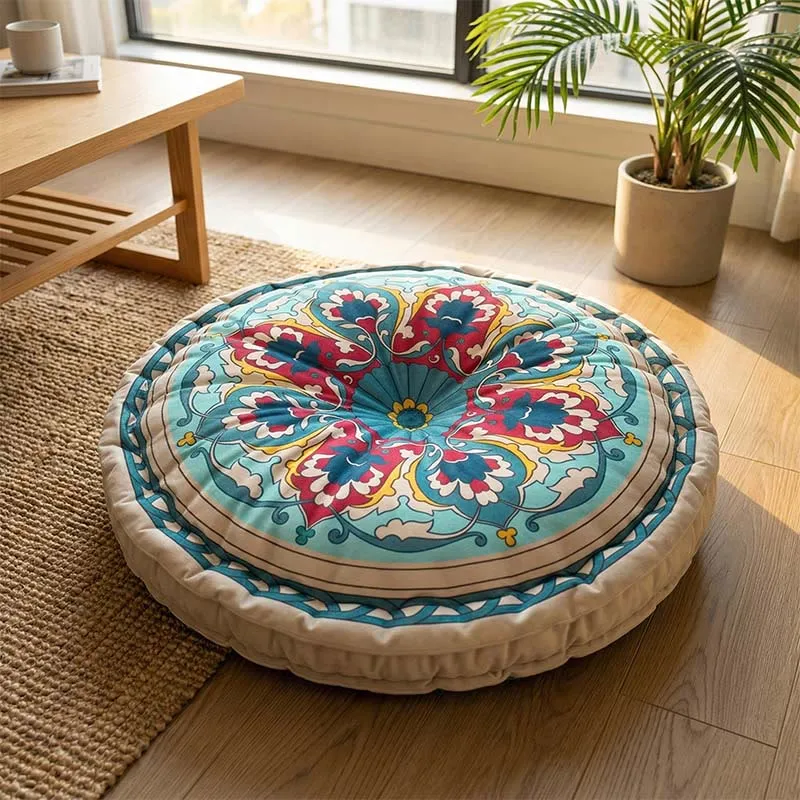 Mandala-Kissen im Bohemian-Stil mit Schneelotus-Motiv