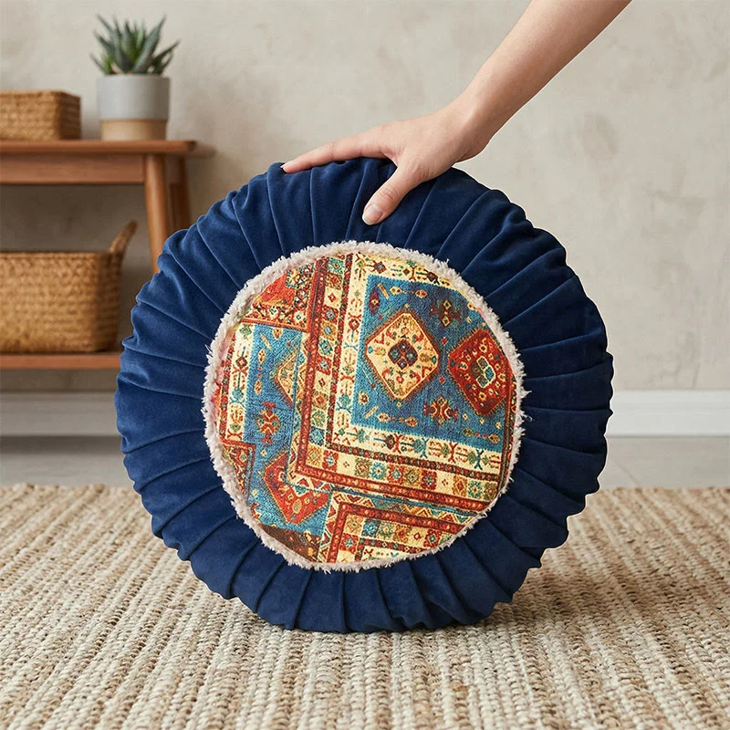 Vintage-Zierkissen aus Knitterstoff