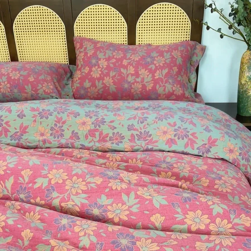 Bettwäsche-Set „Country Gardenia Floral“ aus Baumwollgaze (4-teilig)