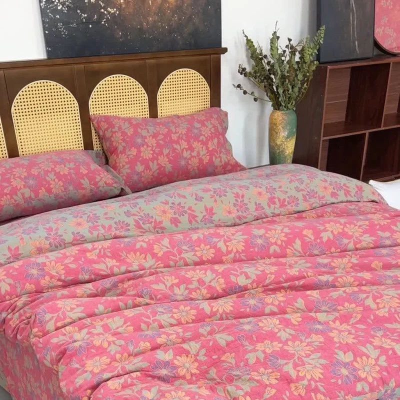 Bettwäsche-Set „Country Gardenia Floral“ aus Baumwollgaze (4-teilig)