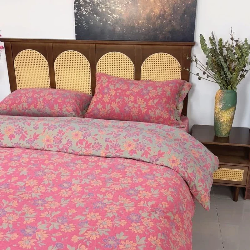 Bettwäsche-Set „Country Gardenia Floral“ aus Baumwollgaze (4-teilig)