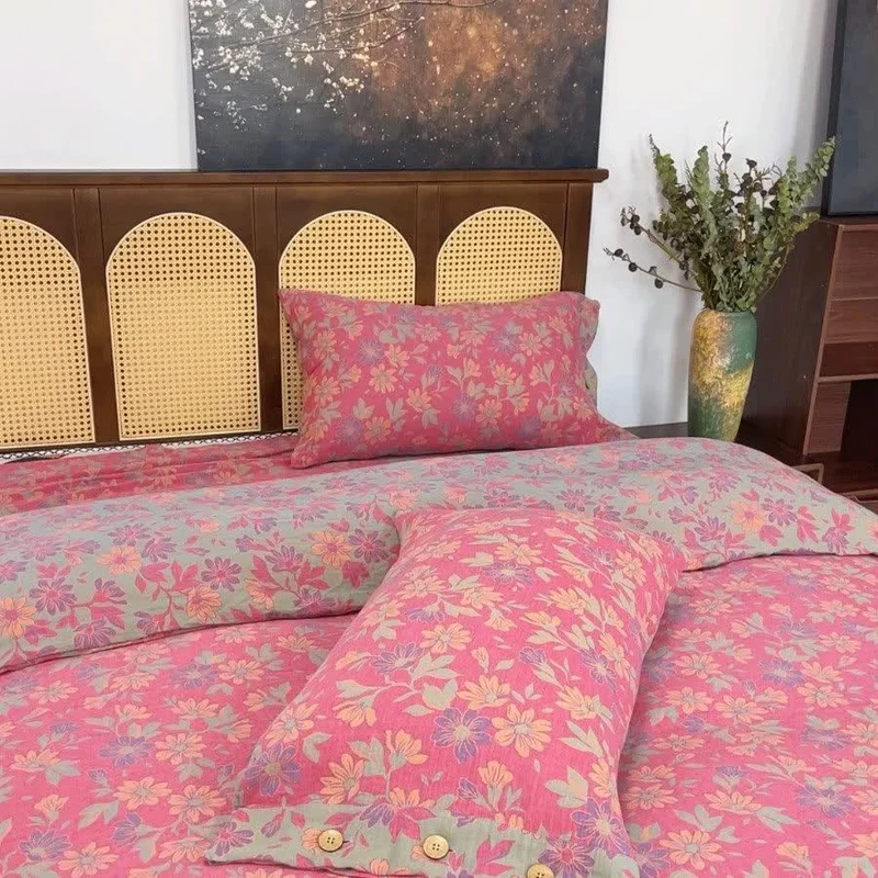 Bettwäsche-Set „Country Gardenia Floral“ aus Baumwollgaze (4-teilig)