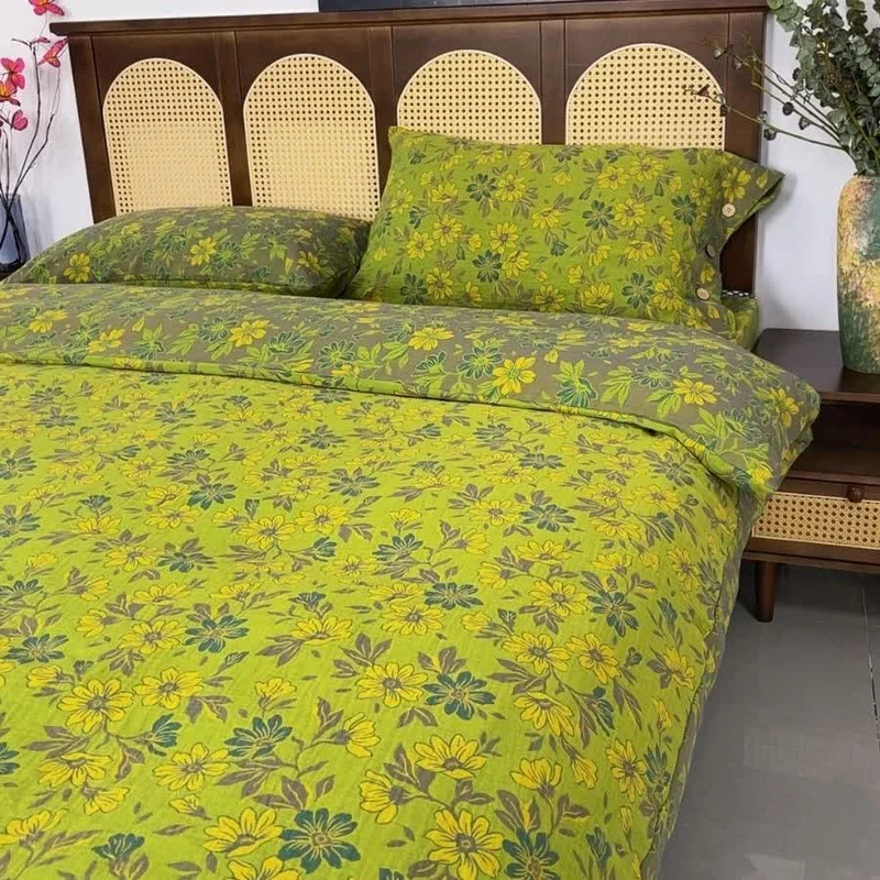 Bettwäsche-Set „Country Gardenia Floral“ aus Baumwollgaze (4-teilig)
