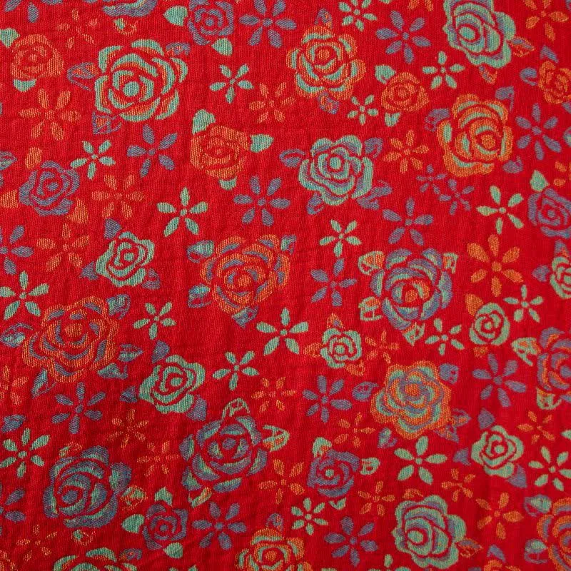 Romantischer Kimono-Bademantel aus Baumwolle mit Rosenmuster
