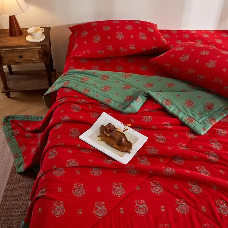 Baumwollgaze-Glücksbeutel-Jacquard-Steppdecke