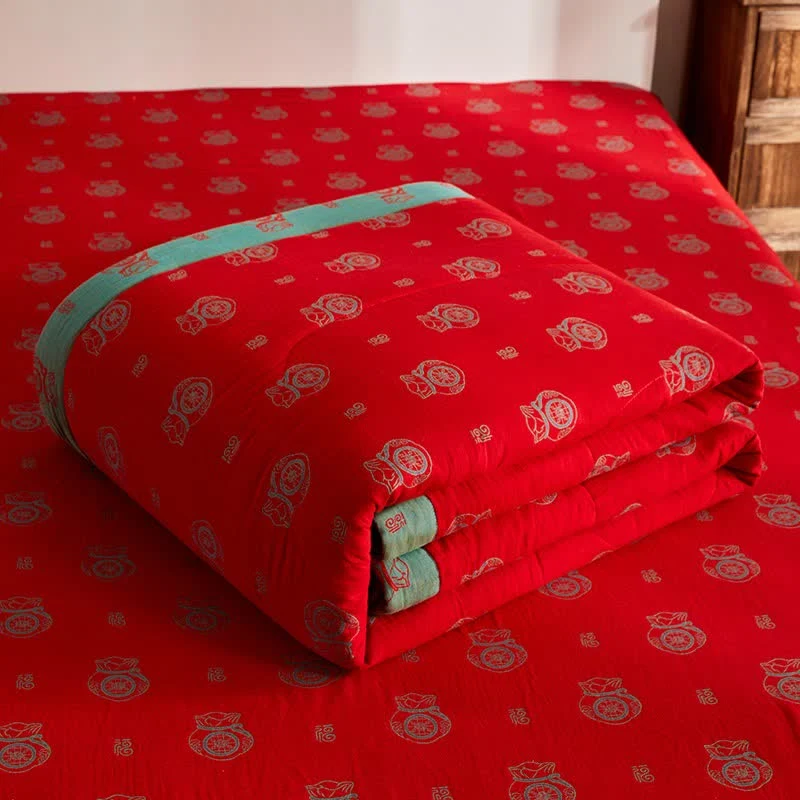 Baumwollgaze-Glücksbeutel-Jacquard-Steppdecke