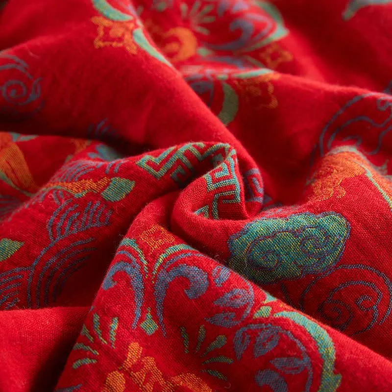 Vintage-Pferde-Jacquard-Steppdecke aus Baumwollgaze