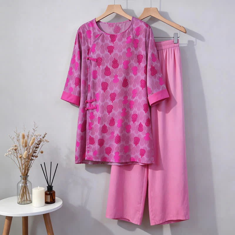 Loungewear-Set mit Kürbismuster im orientalischen Stil