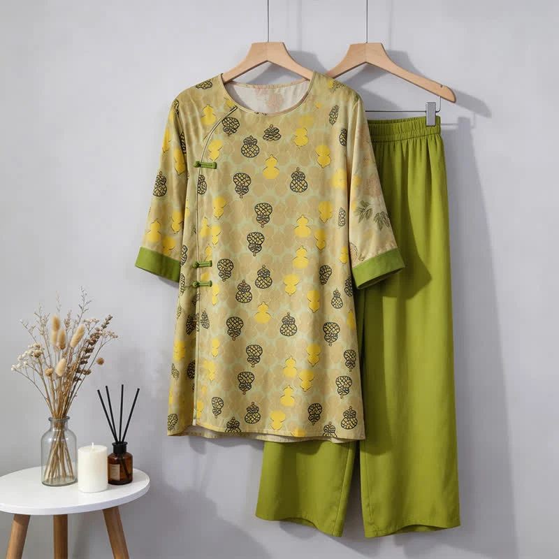 Loungewear-Set mit Kürbismuster im orientalischen Stil