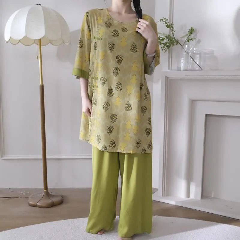 Loungewear-Set mit Kürbismuster im orientalischen Stil