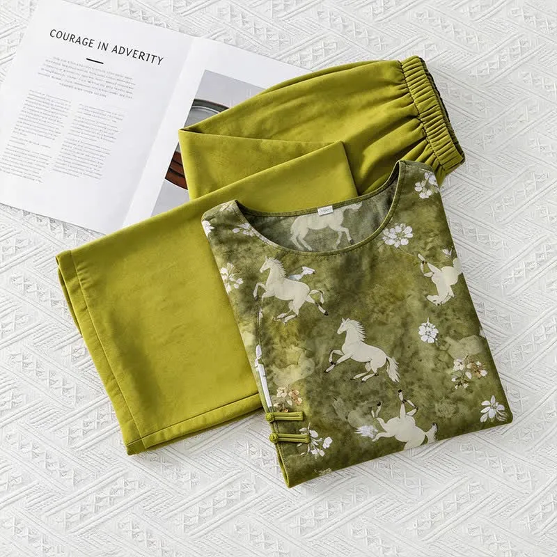 Loungewear-Set mit Pferdeprint im orientalischen Stil