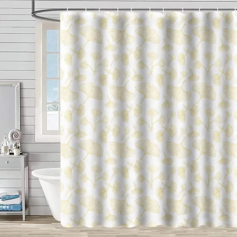 Duschvorhang mit Ginkgo-inspiriertem Druck
