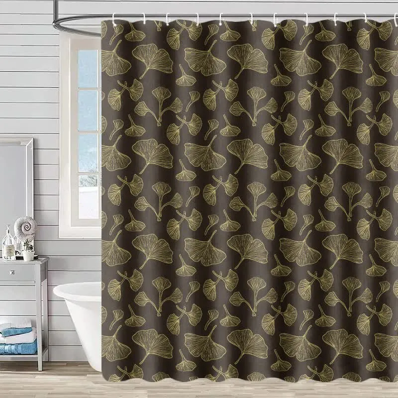 Duschvorhang mit Ginkgo-inspiriertem Druck