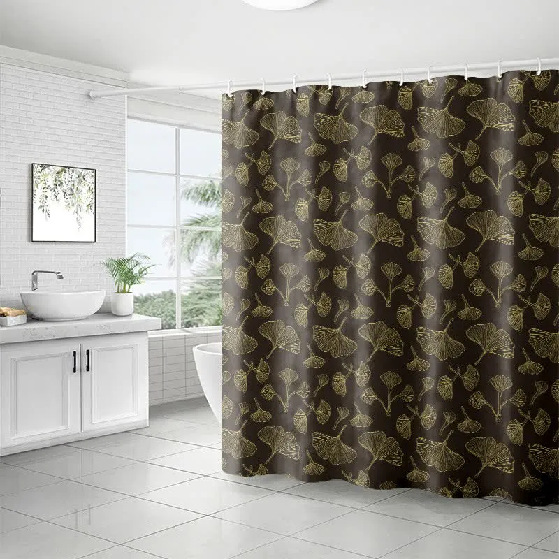 Duschvorhang mit Ginkgo-inspiriertem Druck