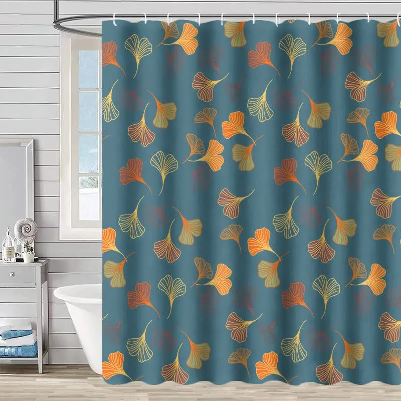 Eleganter Duschvorhang mit Ginkgoblatt-Print