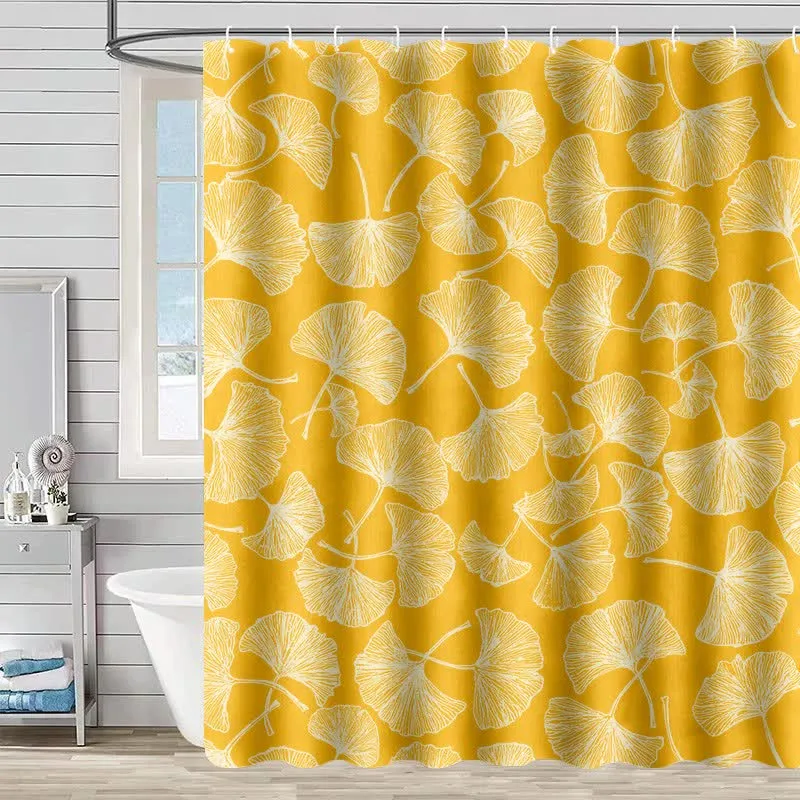 Duschvorhang mit künstlerischem Ginkgoblatt-Print
