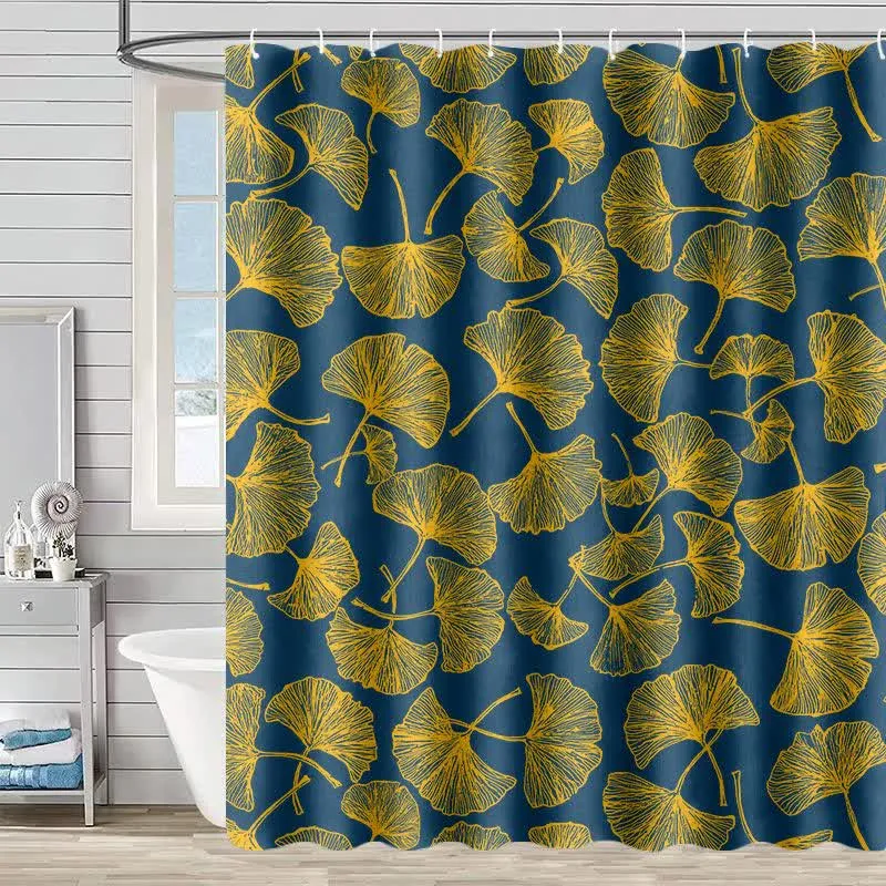 Duschvorhang mit künstlerischem Ginkgoblatt-Print