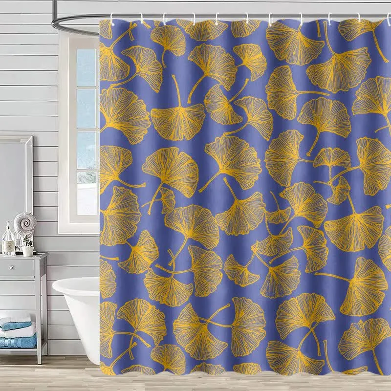 Duschvorhang mit künstlerischem Ginkgoblatt-Print