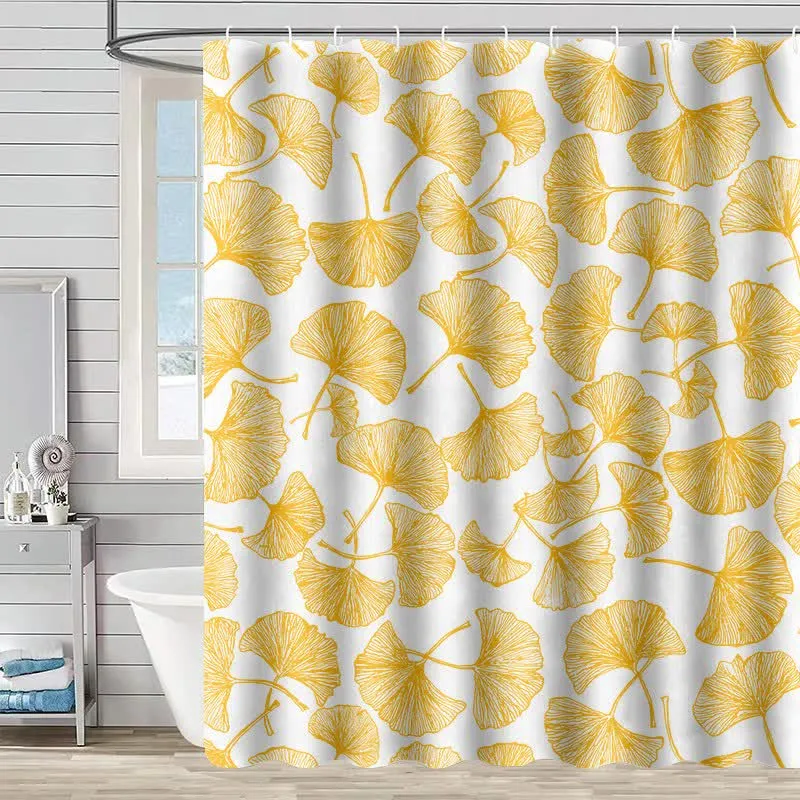 Duschvorhang mit künstlerischem Ginkgoblatt-Print