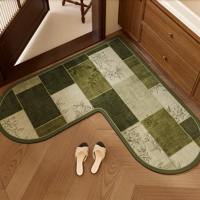 Geometrischer Patchwork- und floraler L-förmiger Teppich