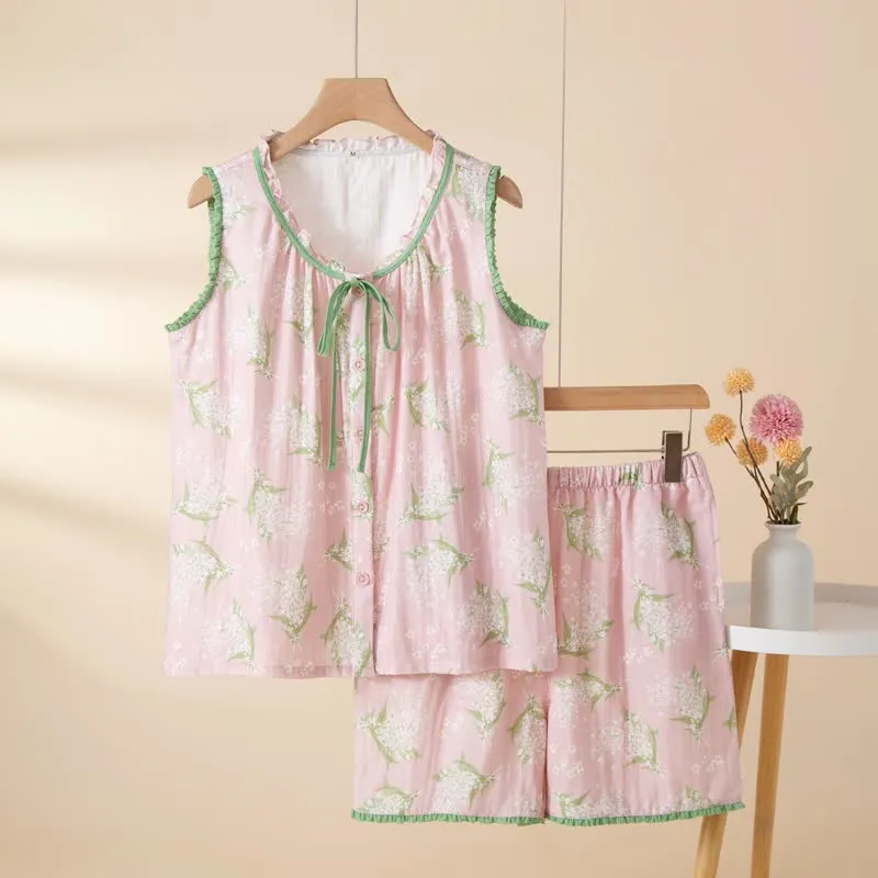 Ärmelloser Pyjama-Set aus Baby's Breath Baumwollgaze