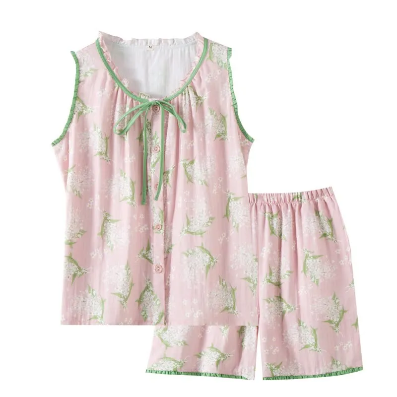 Ärmelloser Pyjama-Set aus Baby's Breath Baumwollgaze
