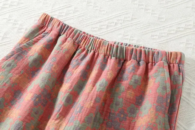 Jogginghose aus Baumwollgaze mit Blumenmuster