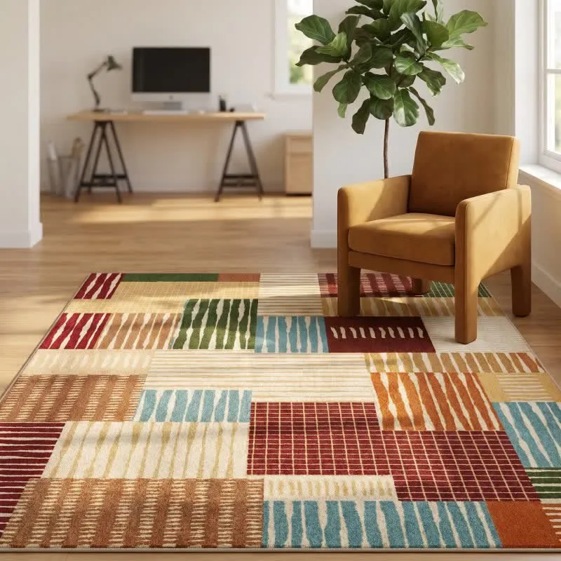 Moderner gestreifter Patchwork-Teppich