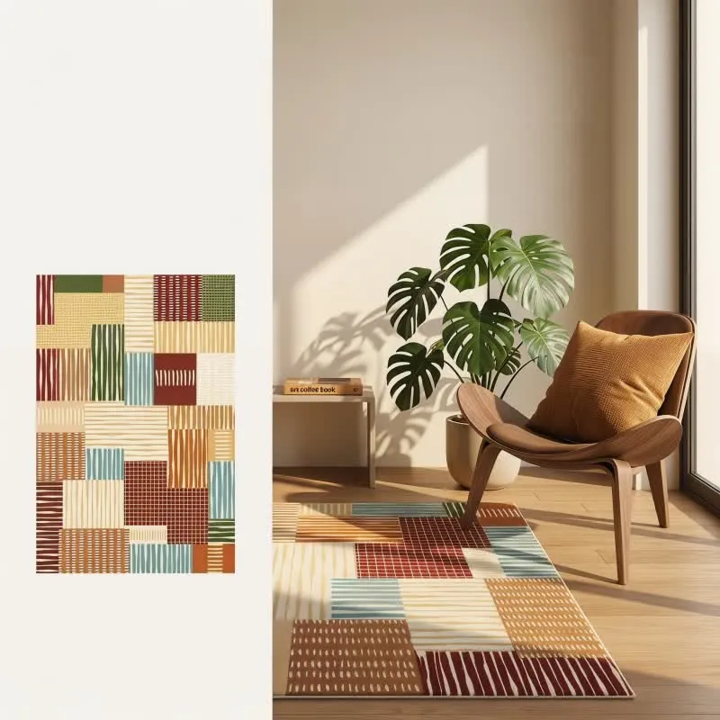 Moderner gestreifter Patchwork-Teppich