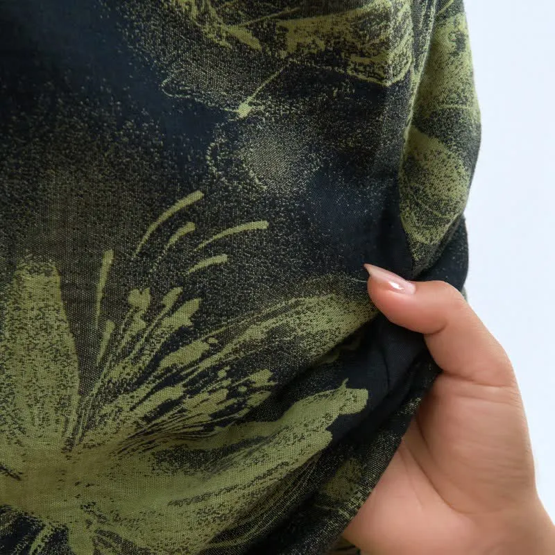 Kimono-Bademantel aus Bio-Baumwolle mit Aquarellblumenmuster