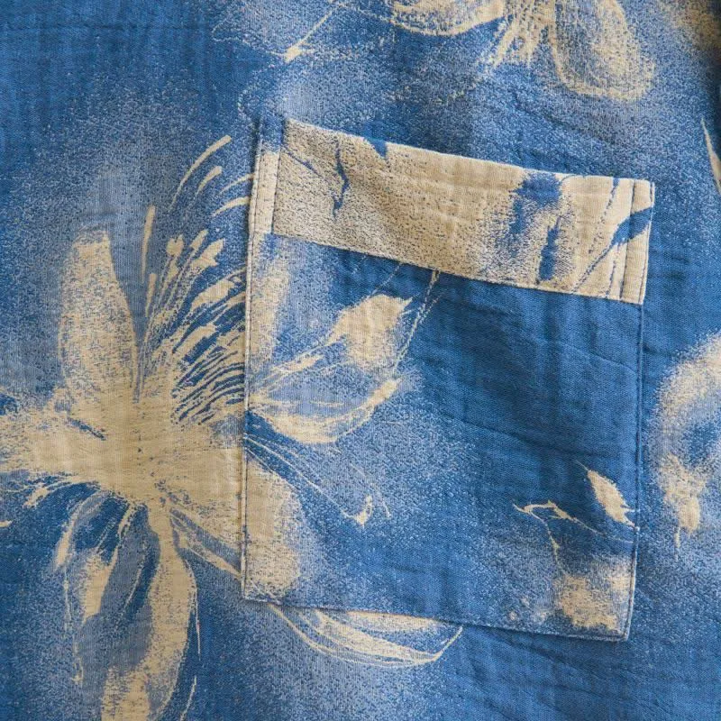 Kimono-Bademantel aus Bio-Baumwolle mit Aquarellblumenmuster