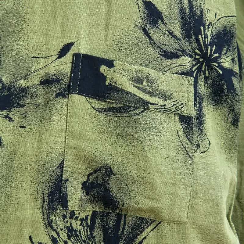 Kimono-Bademantel aus Bio-Baumwolle mit Aquarellblumenmuster