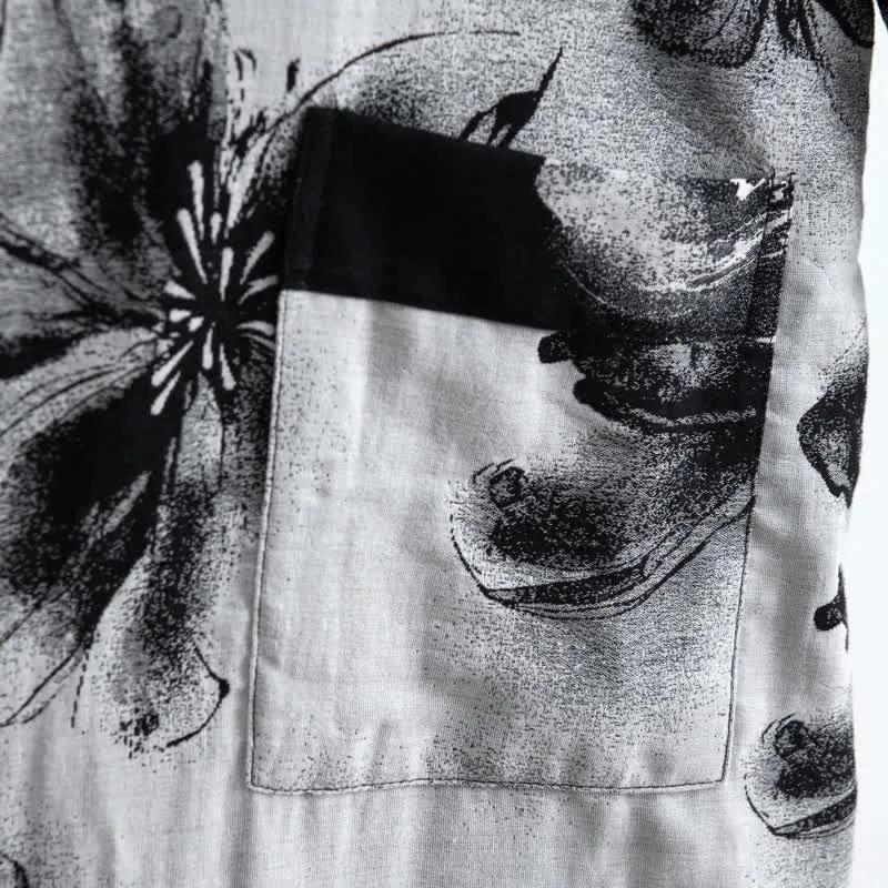 Kimono-Bademantel aus Bio-Baumwolle mit Aquarellblumenmuster