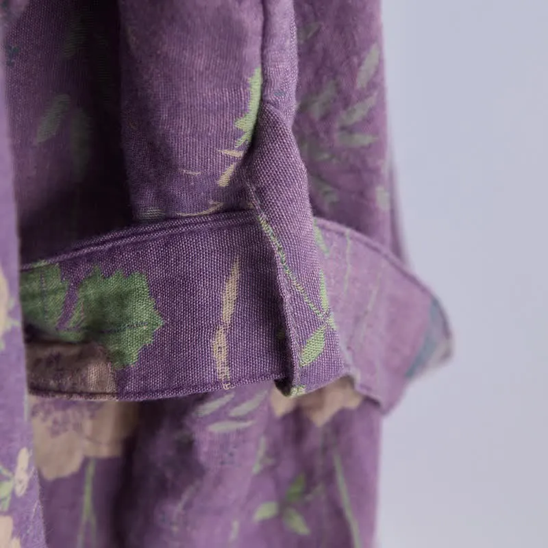 Kimono-Bademantel aus Bio-Baumwolle mit Gartenblumenmuster