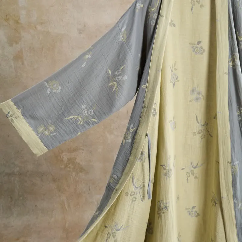 Eleganter Kimono-Bademantel aus Baumwollgaze mit Blumenmuster