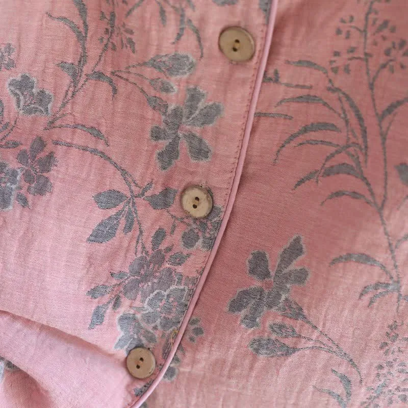 Pyjama-Set aus reiner Baumwolle mit Zweig- und Blumenmuster