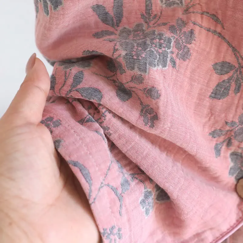 Pyjama-Set aus reiner Baumwolle mit Zweig- und Blumenmuster