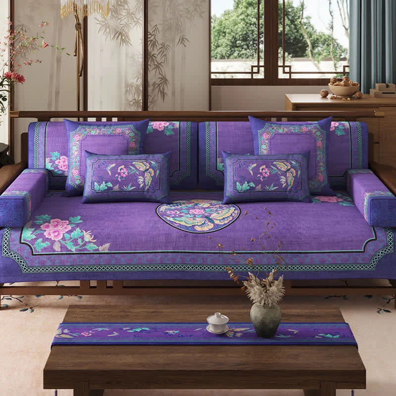 Sofaschutzhülle im Vintage-Stil mit orientalischem Blumen- und Schmetterlingsmuster