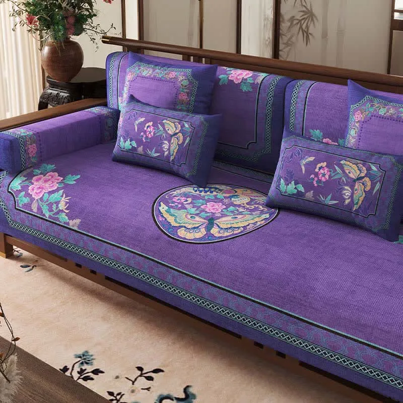 Sofaschutzhülle im Vintage-Stil mit orientalischem Blumen- und Schmetterlingsmuster