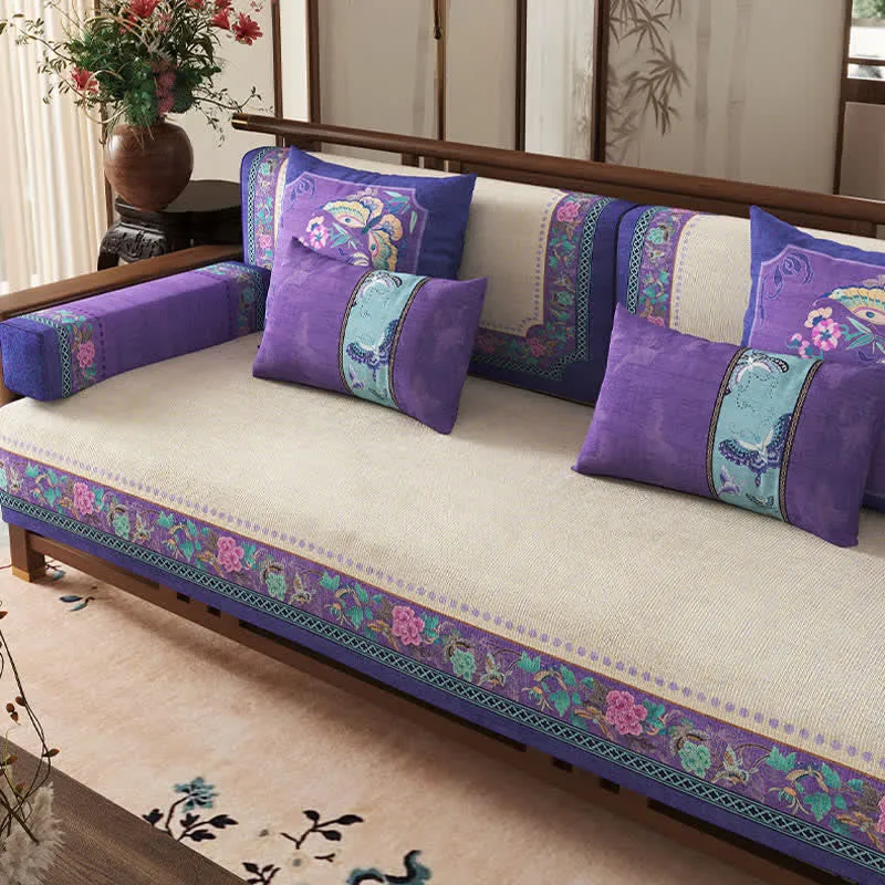 Sofabezug mit orientalischem Vintage-Blumenmuster
