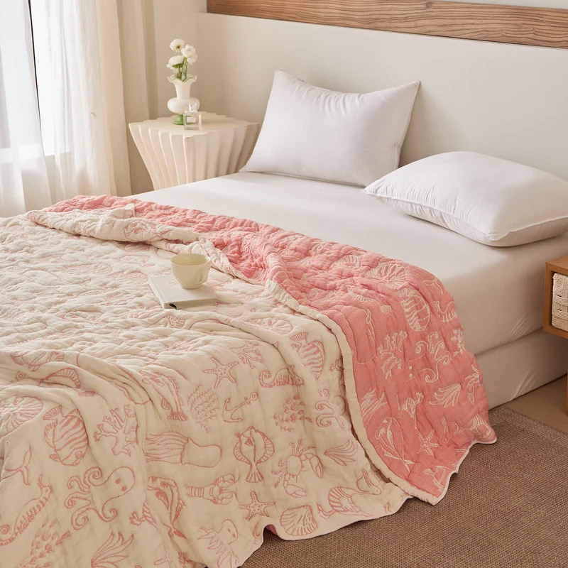 Quilt aus Baumwollgaze mit Meeresmotiven