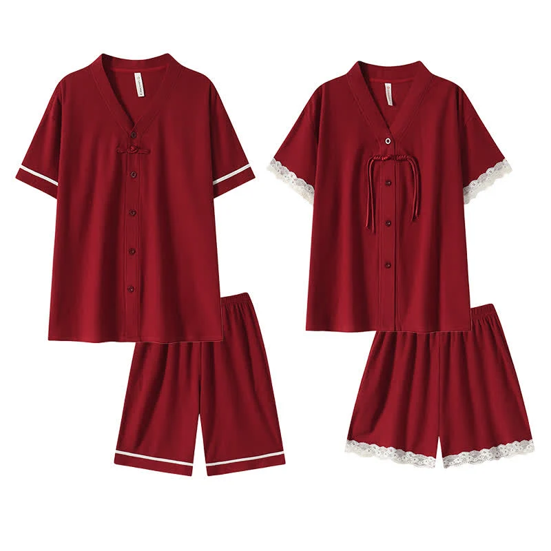 Kurzarm-Pyjama-Set aus Baumwolle für Paare